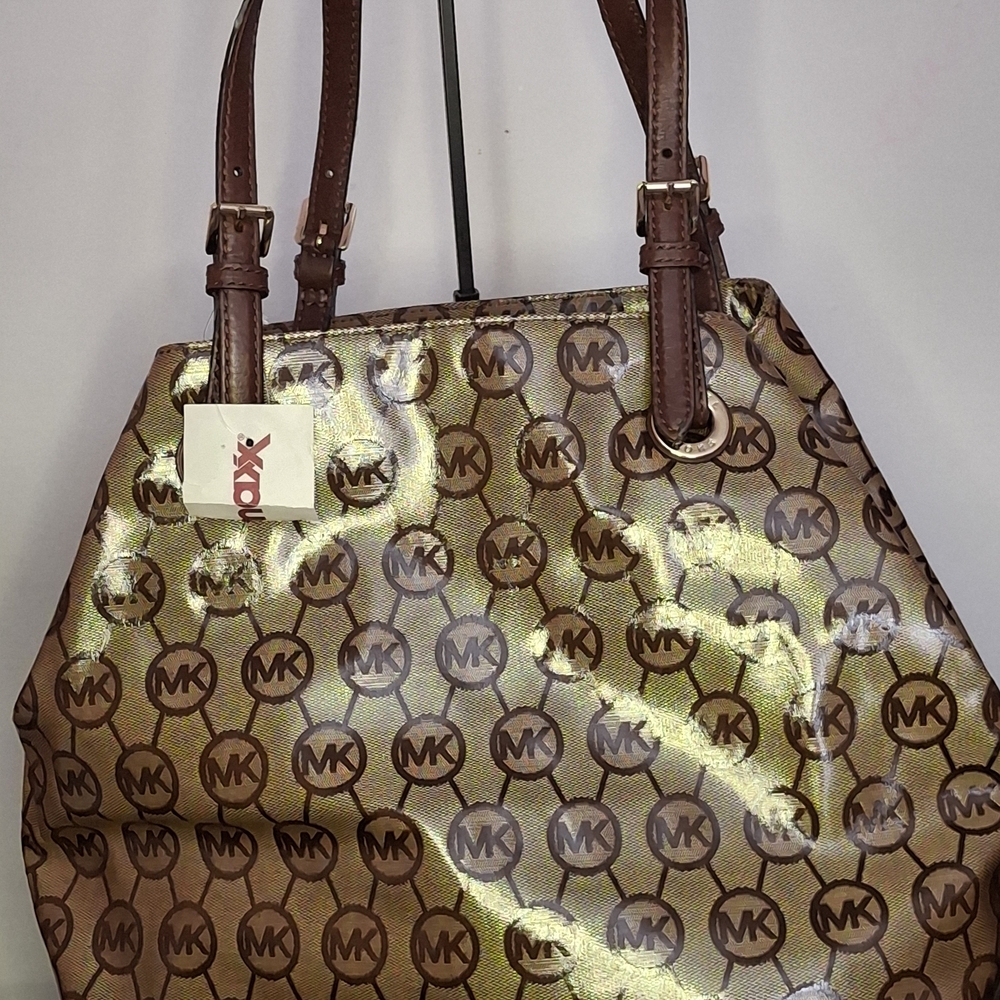 Y2k Michael Kors MK Signature tan Jet Set